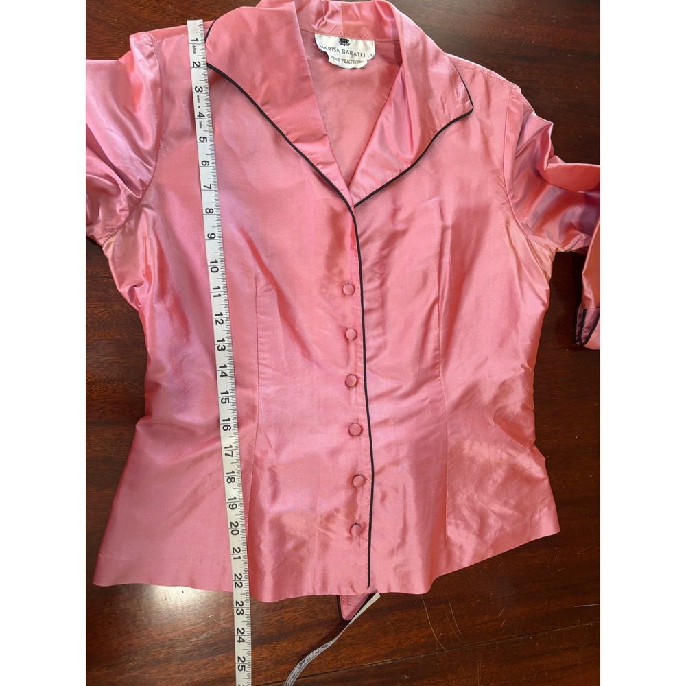 Marisa Baratelli Womens Thai Silk Blouse M Dressy Business Cocktail Wedding - Picture 3 of 11